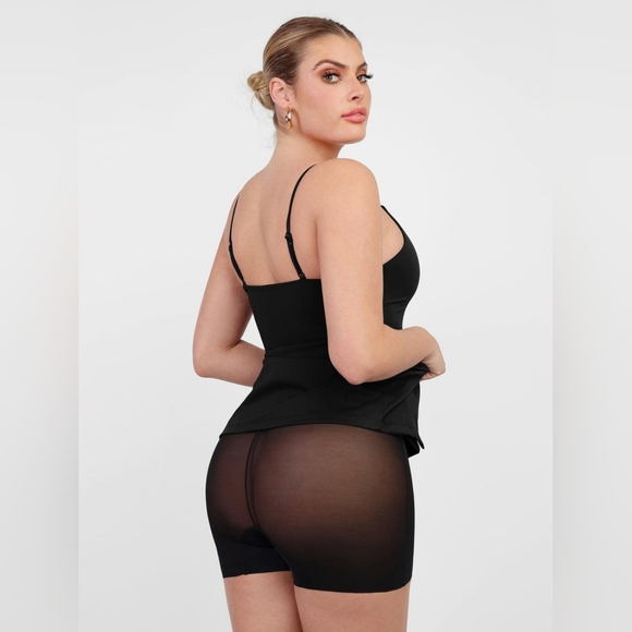 Built-In Shapewear Slip V-Neck Split Midi Dress - Picture 4 of 6